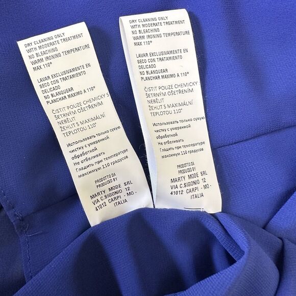 Marta Palmieri Women's Blue Bamboo Print 2-Layers Silk Blouse Tunic Top Sz 44/8 - Picture 14 of 14